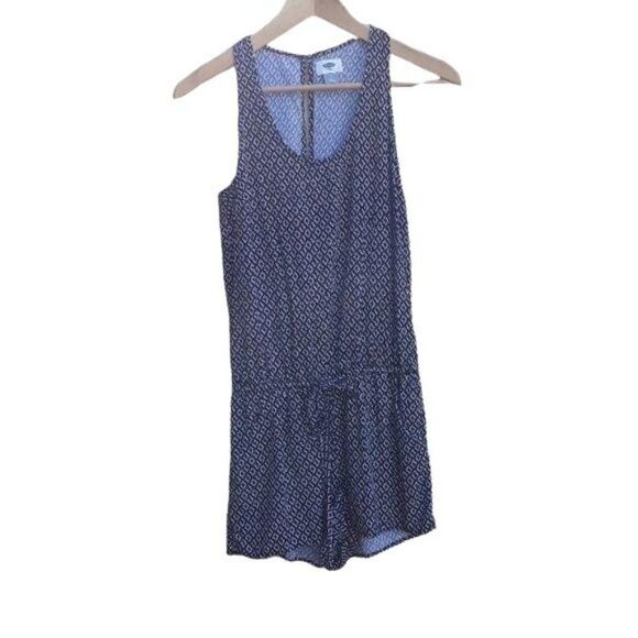 Old Navy Romper Womens XS Tank Aztec Drawstring Waist Flowy Shorts Black - Picture 5 of 8